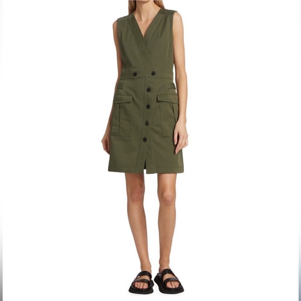 DEREK LAM 10 Crosby Olive Green Button-Down Top